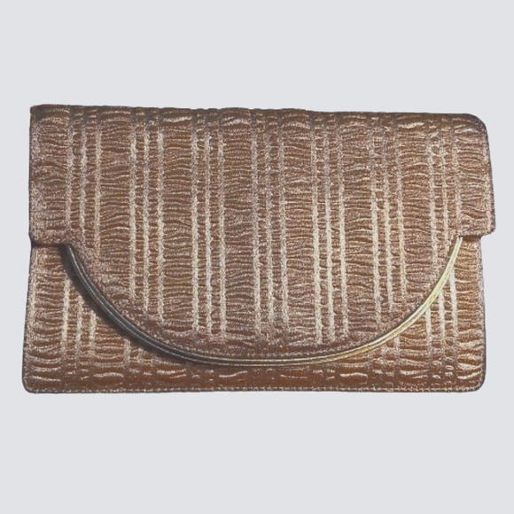 Mark Cross Vintage Gold Envelope Clutch – Leather & Fabric Evening Bag” - Picture 1 of 5